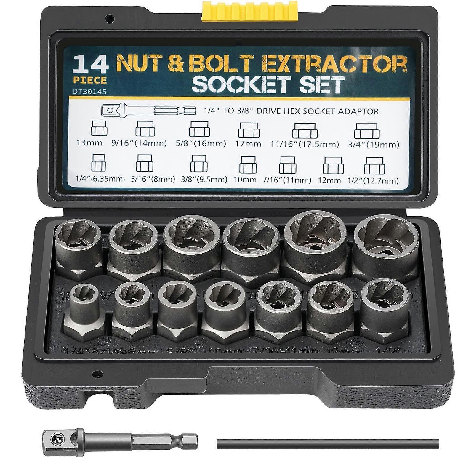 14pcs 3/8' Drive Impact Bolt Extractor Socket Set Nut Extractor Socket Remover Kit