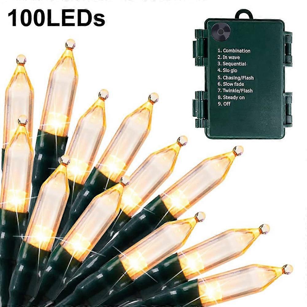 10m 100 LEDs Pointed Bulb Fairy String Light Battery Operated 8 Modes Waterproof Ambiance Lamp