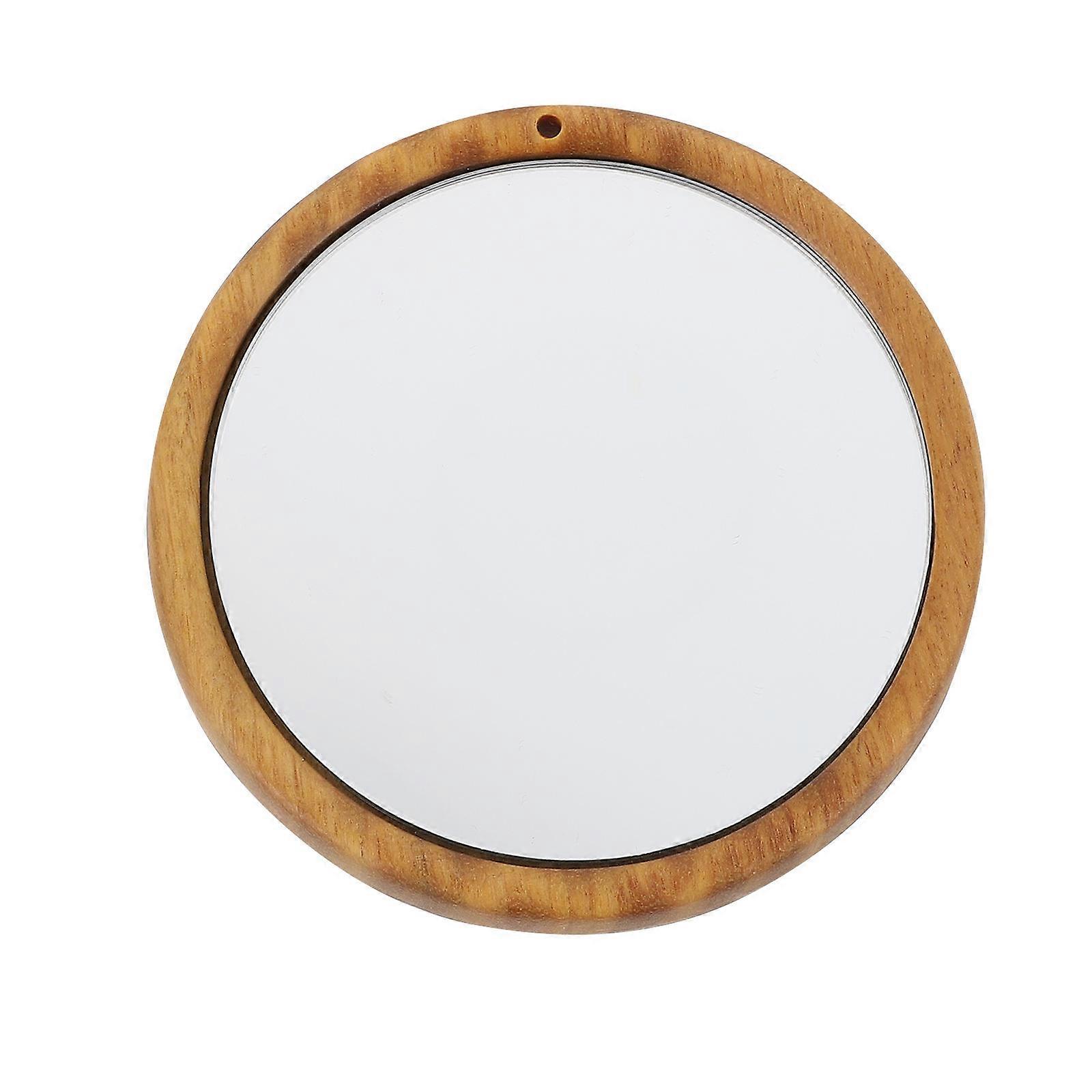 Brown Mini Makeup Mirror Ancient Style for Daily Use 2Pcs Round Mirror