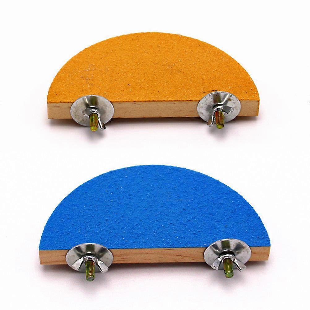 Parakeet Stand Wood Bird Perch Stand Small Animals Semicircle Frosted Stands Hamster Platform 2Pcs