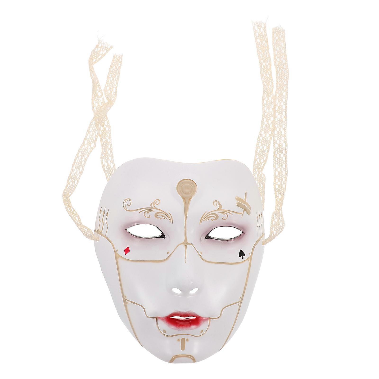 White Mechanical Mask for Steampunk Cosplay 3Pcs Masquerade Set
