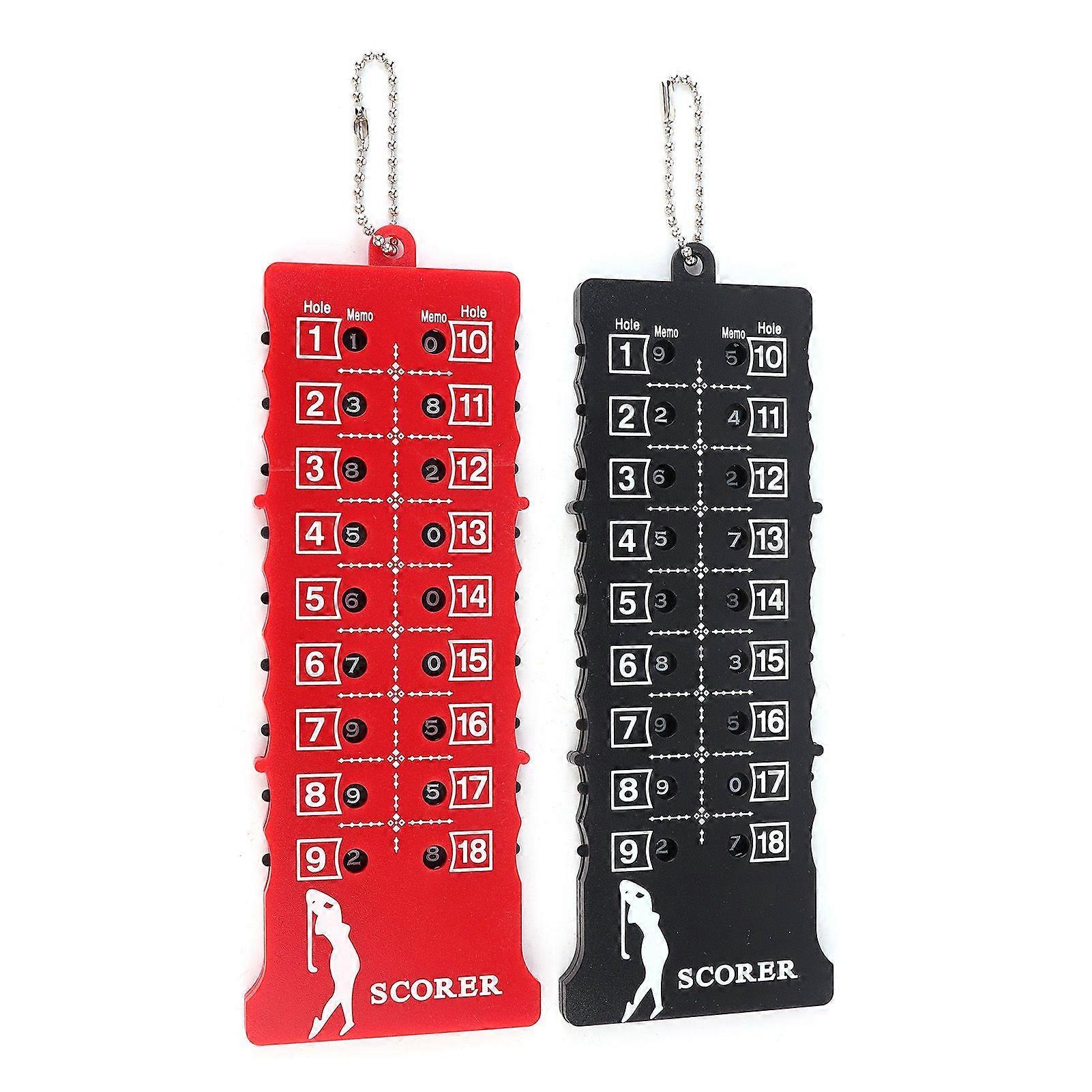 2pcs 18 Hole Golf Score Counter Scoreboard Training Practice Competition Accessory Black Red