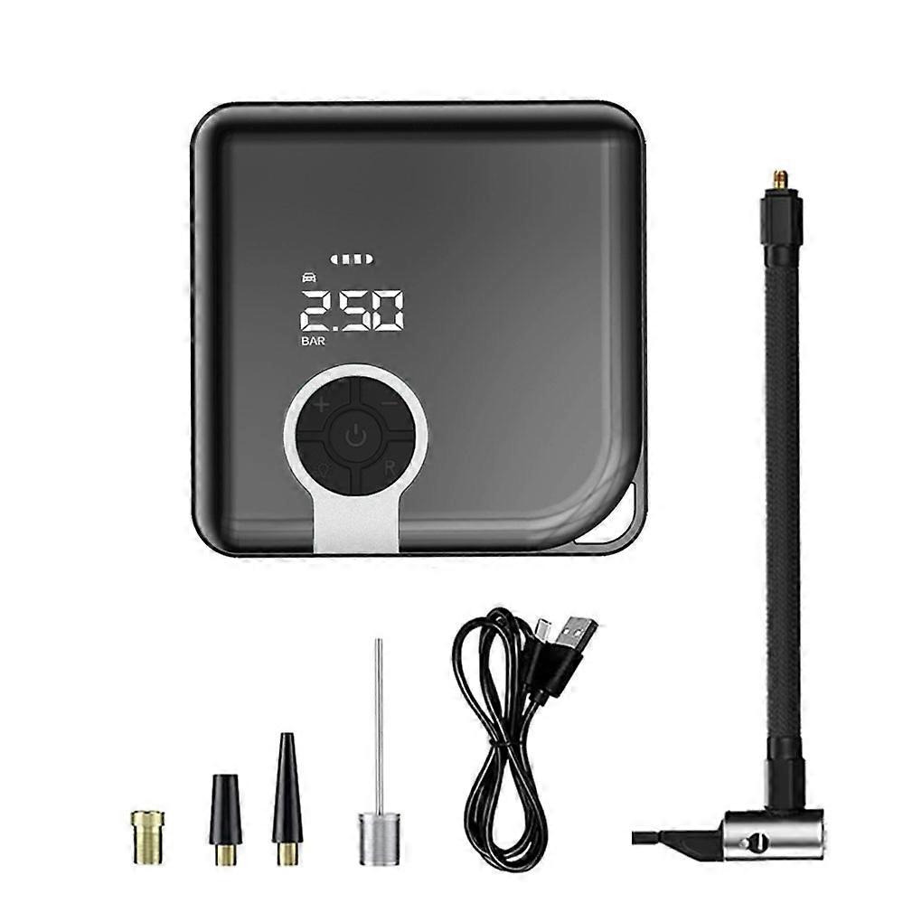 Silver Tire Inflator With Fast Inflation And Smart Presetting Automatic Shut Off Air Pump