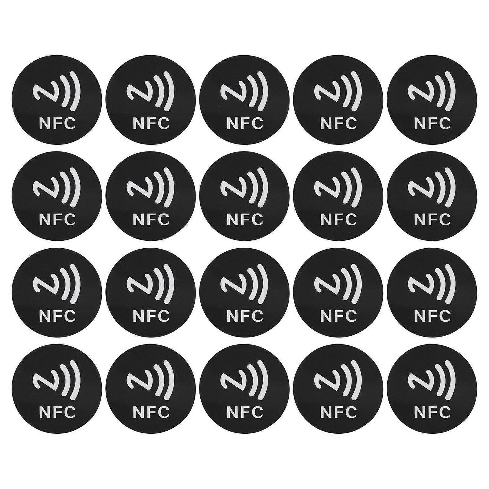 20PCS NFC Stickers Compact Portable Interference Resistant Rewritable CUID NFC Adhesive for NFC Enabled Devices Black