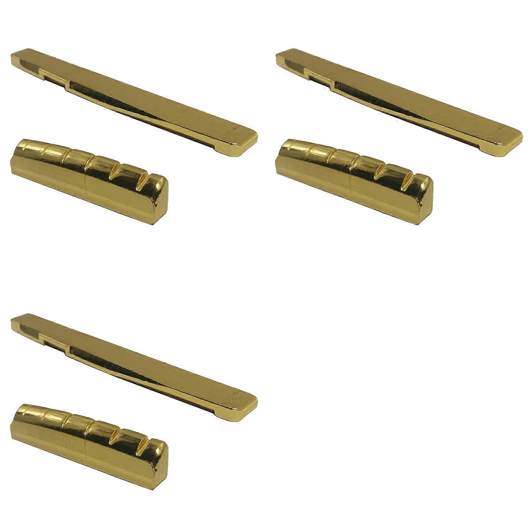 3X Brass 6 String Acoustic Guitar Bridge Nut and Saddle