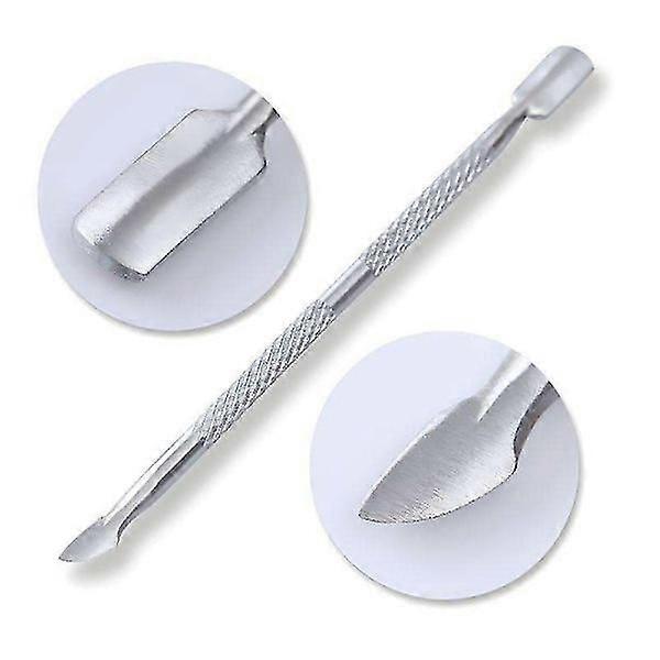 4 Pcs Silver 2-in-1 Exfoliator, Cuticle Pusher, Manicure Tool