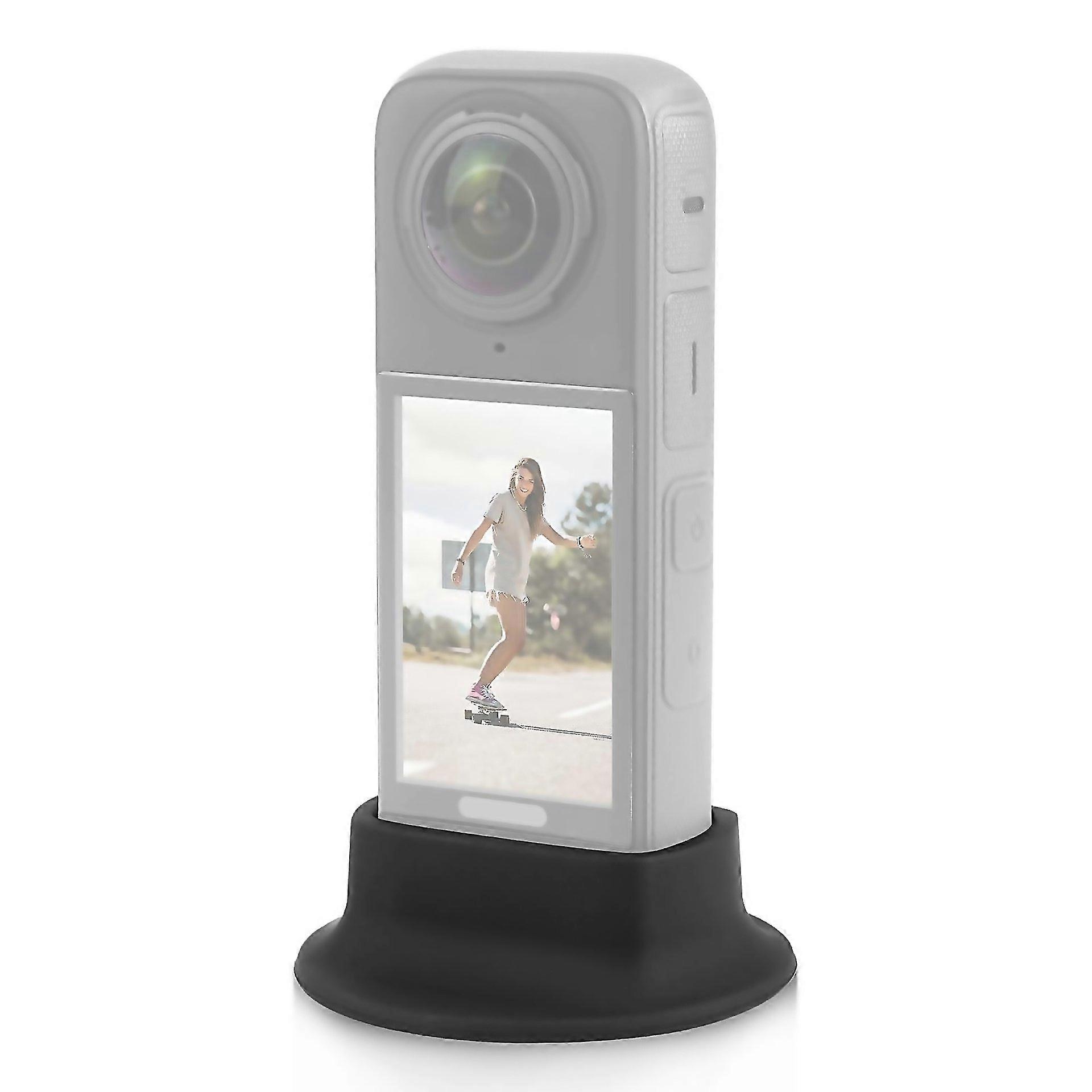 For Insta360 X4 Puluz Silicone Dock Desktop Fixed Base Bracket Black