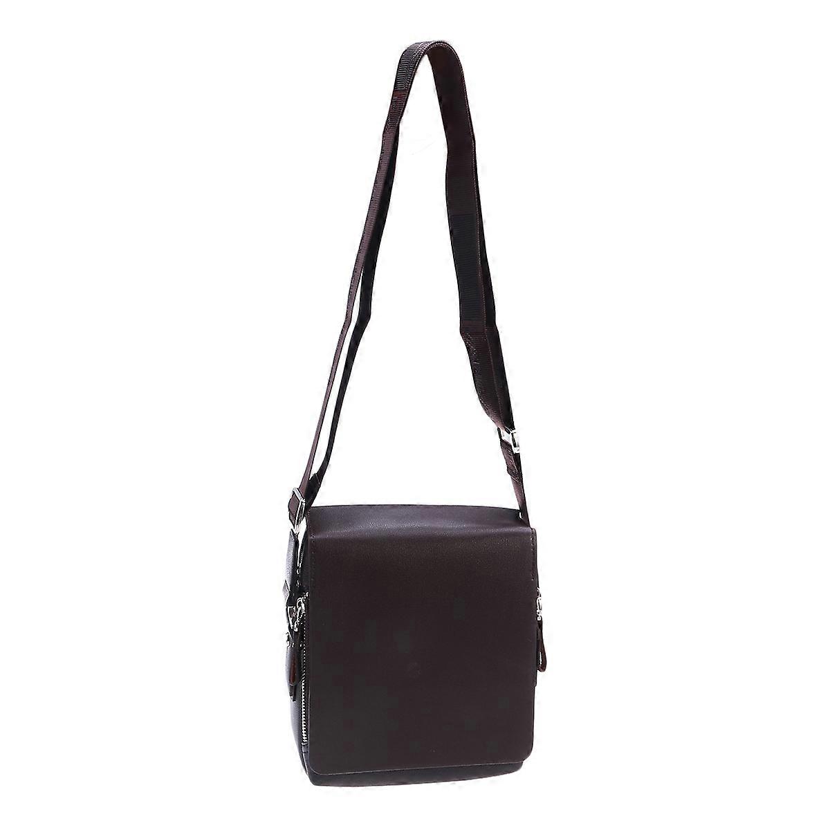 PU Messenger Bag for Men 2Pcs Vertical Shoulder Bag Brown