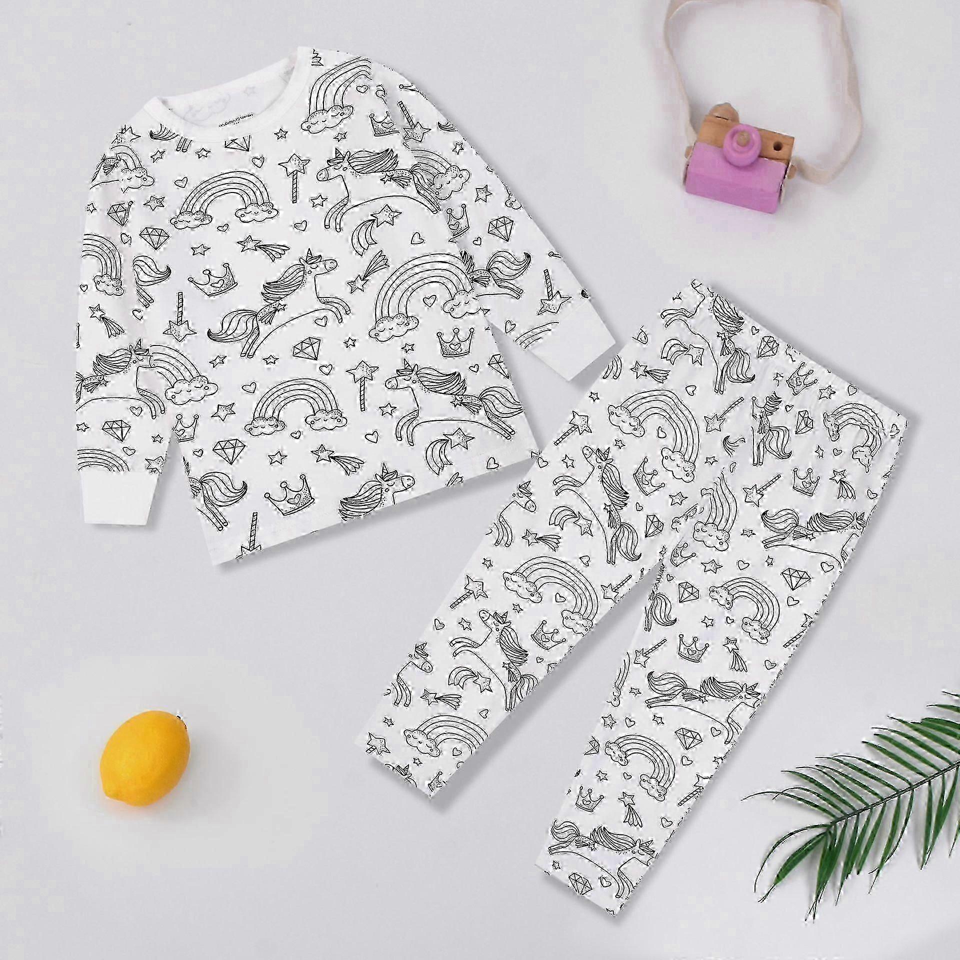 kreativa barn DIY graffiti pyjamas Homewear Set, färg dina egna nattkläder pyjamas för pojkar och flickor-bra