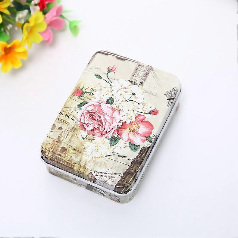 10 piece creative rectangular tin box with cartoon mini card storage box