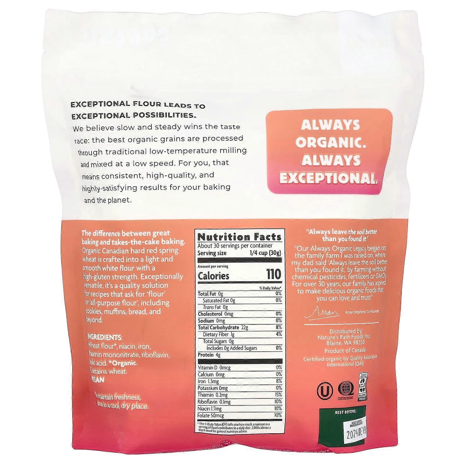 Organic All-Purpose Flour, Unbleached, 32 oz (907 g)