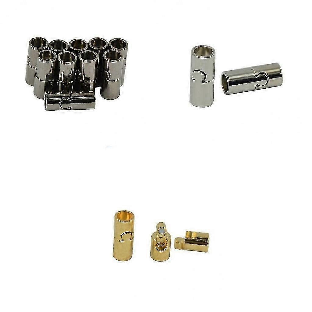 10 Sets Jet Leather Glue In 7 mm Tube Barrel Magnetic Slide Clasp 25-26