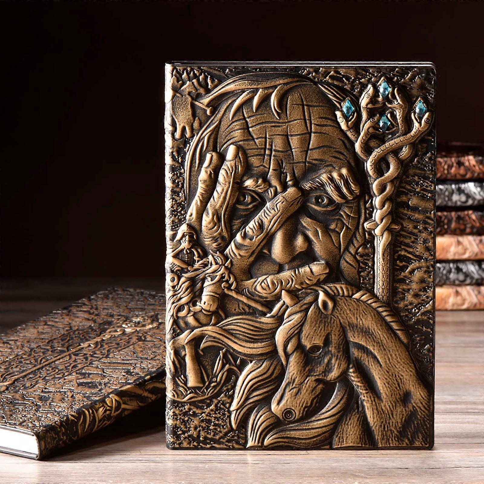 maxiaoxia Retro Embossed Magician Notebook European-style Notepad Three-dimensional A5 Diary 100 Pages School Notebooks Paper College