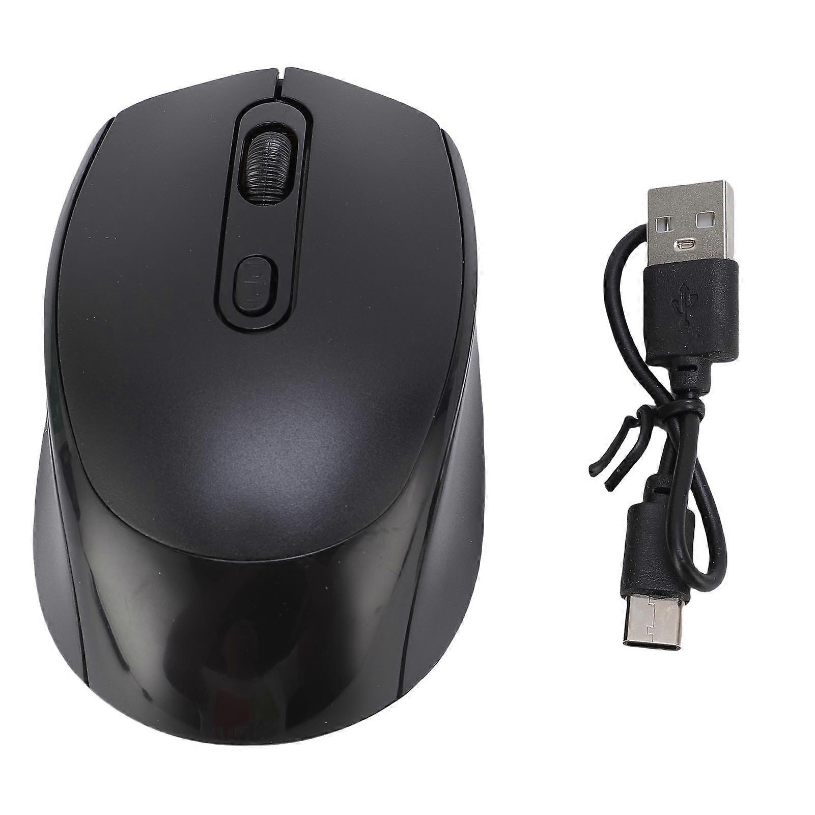 Rechargeable Wireless Mouse Silent Dual Modes 800-1600 DPI Adjustable Macaron Black
