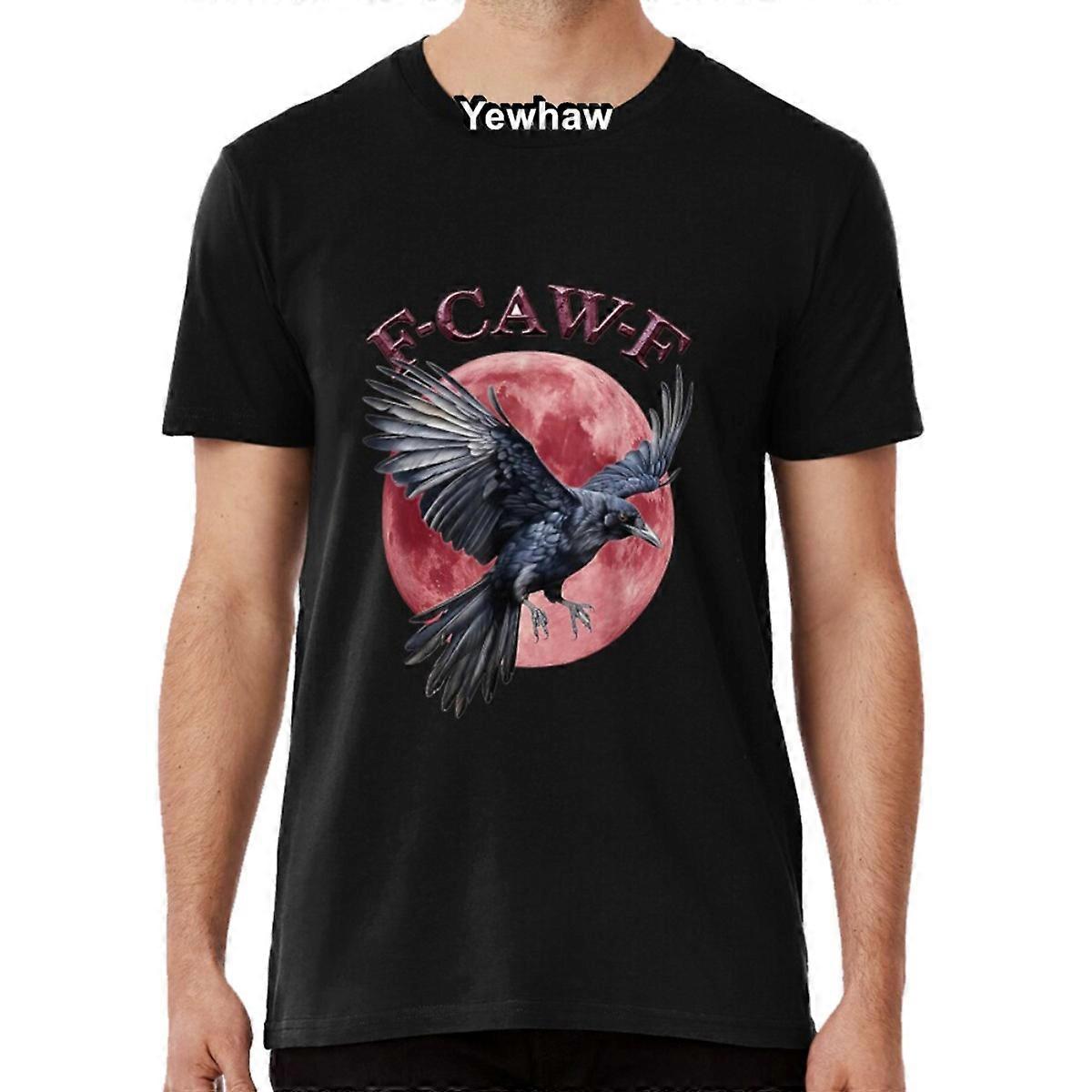 HISHARK funny F Caw F Raven Bird Saying Graphic F-Caw-F Crow T-shirt Black L