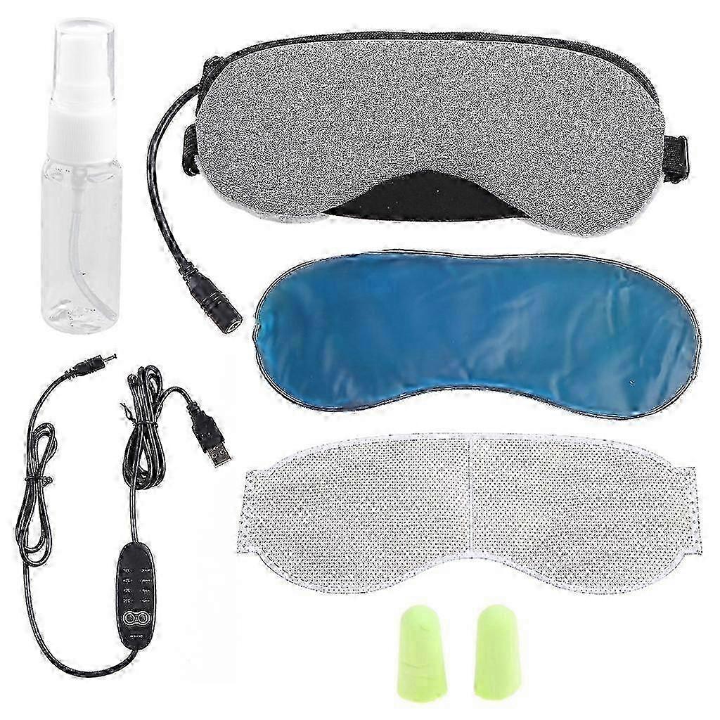 USB Electric Heated Eye Mask for Sleeping, 4-Level Temperature Control & Timer, Warm Steam Relief for Dry Eyes