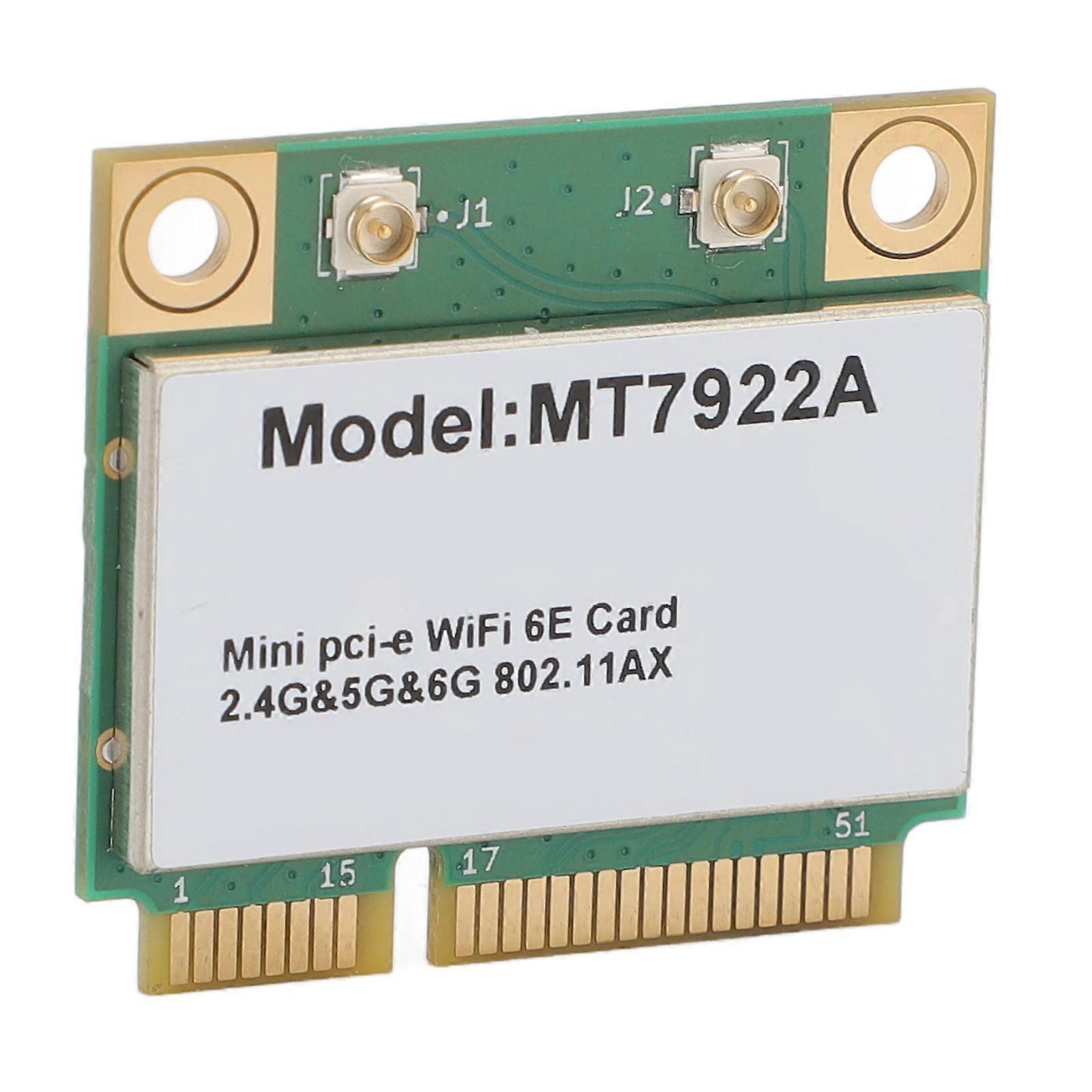 Wireless Network Card MT7922A WIFI6E 5374Mbps 2.4G 5G 6G 3 Band Gigabit Ethernet Card with MiniPCIe Interface No Antenna 