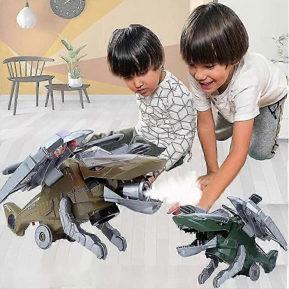 25-26 Jouet d’hélicoptère dinosaure transformable à LED, voitures de transformation automatique avec musique