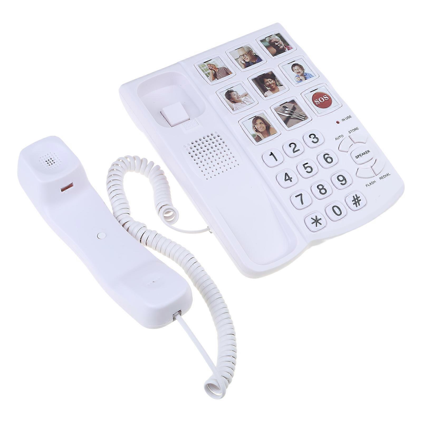 Clear Sound White Landline Phone  Telephone With Big Buttons, Hands Freely for Disabled Users Seniors Friendly Multicolor