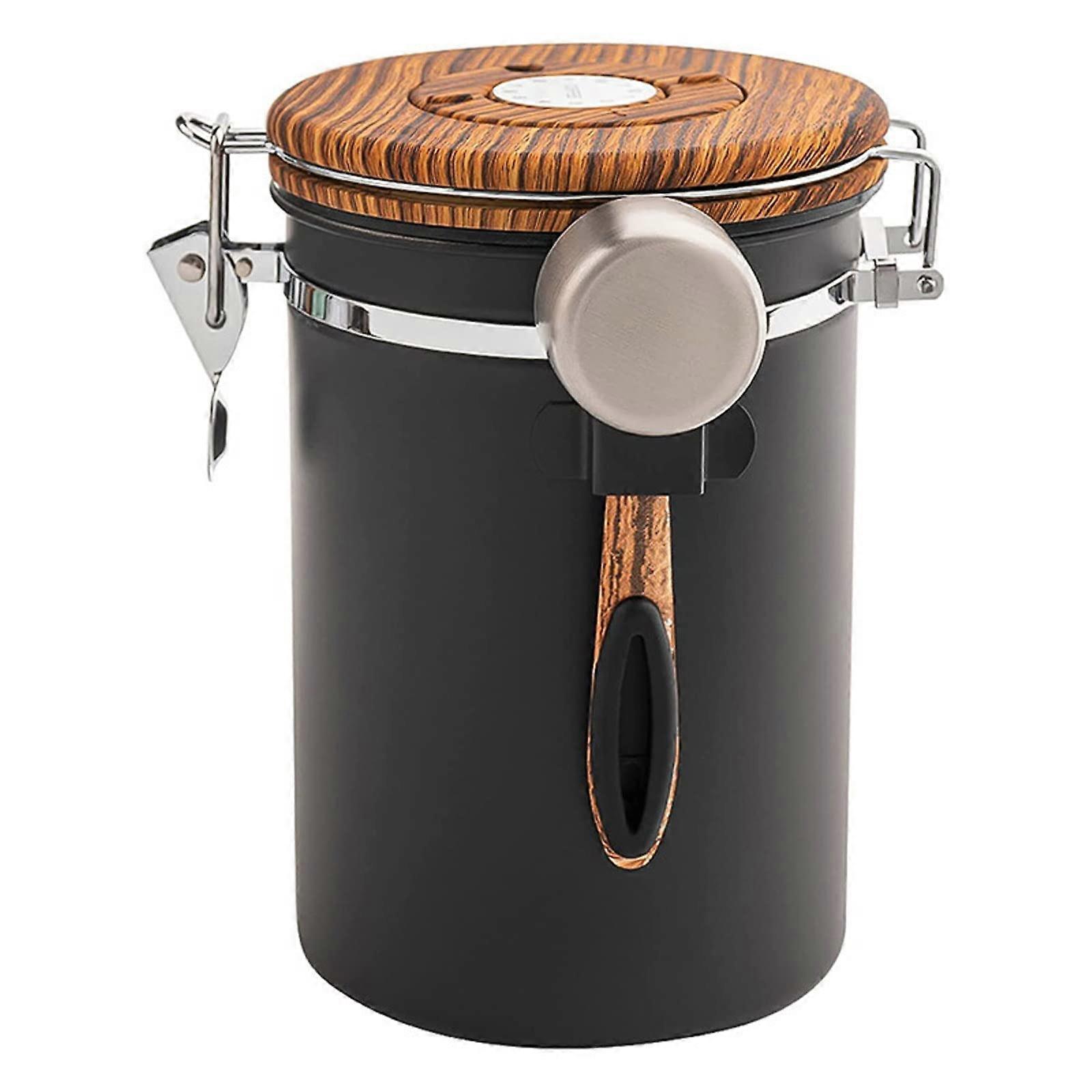 Coffee Bean Storage Container Stainless Steel Canister With Scoop And Date Tracker Ground Coffee Jar