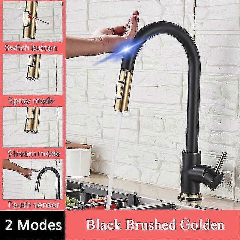 Exquisite Shinesia Black Sensor Kitchen Faucet Pull Out Spout Smart Touch Inductive Sensitive Faucet 360 Degree Rotation Mixer Tap