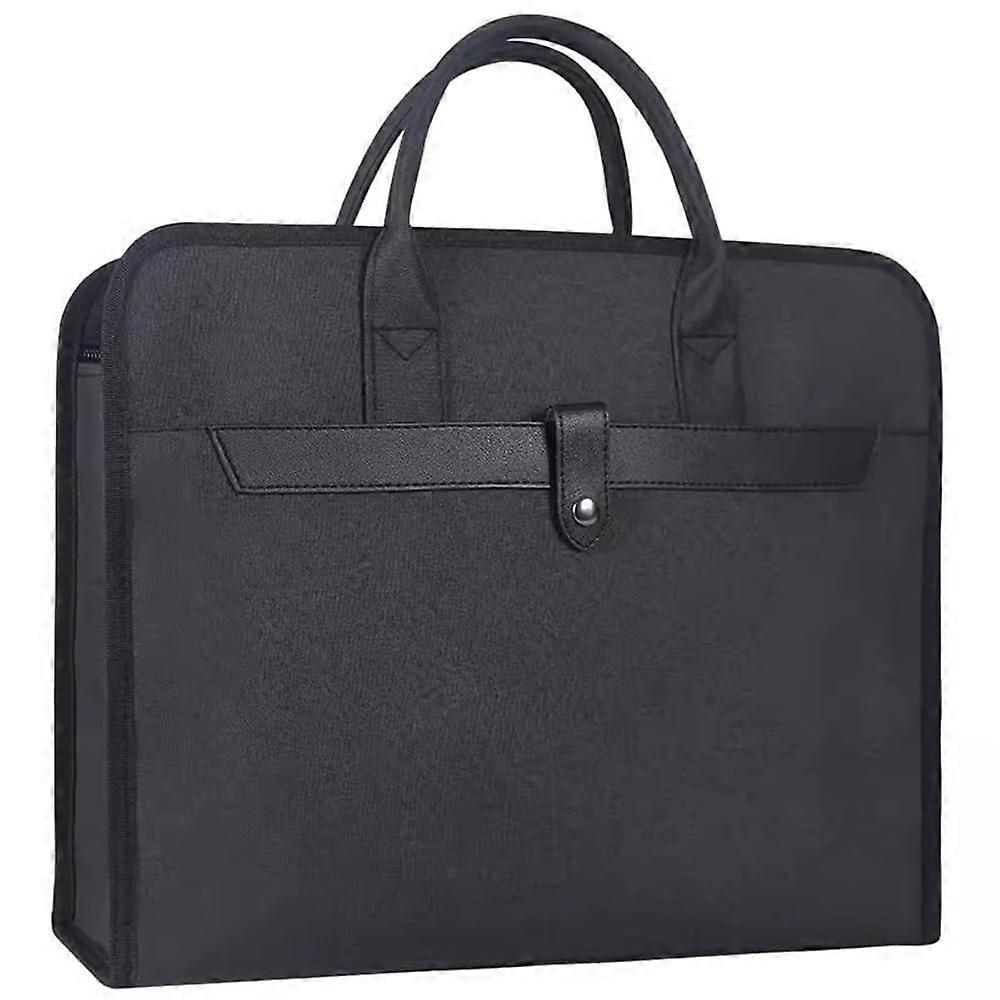 Men's Conference Briefcase Canvas Document Bag For Carrying Paper Files Noir Dimensions 39.5x31x9.5 Cm