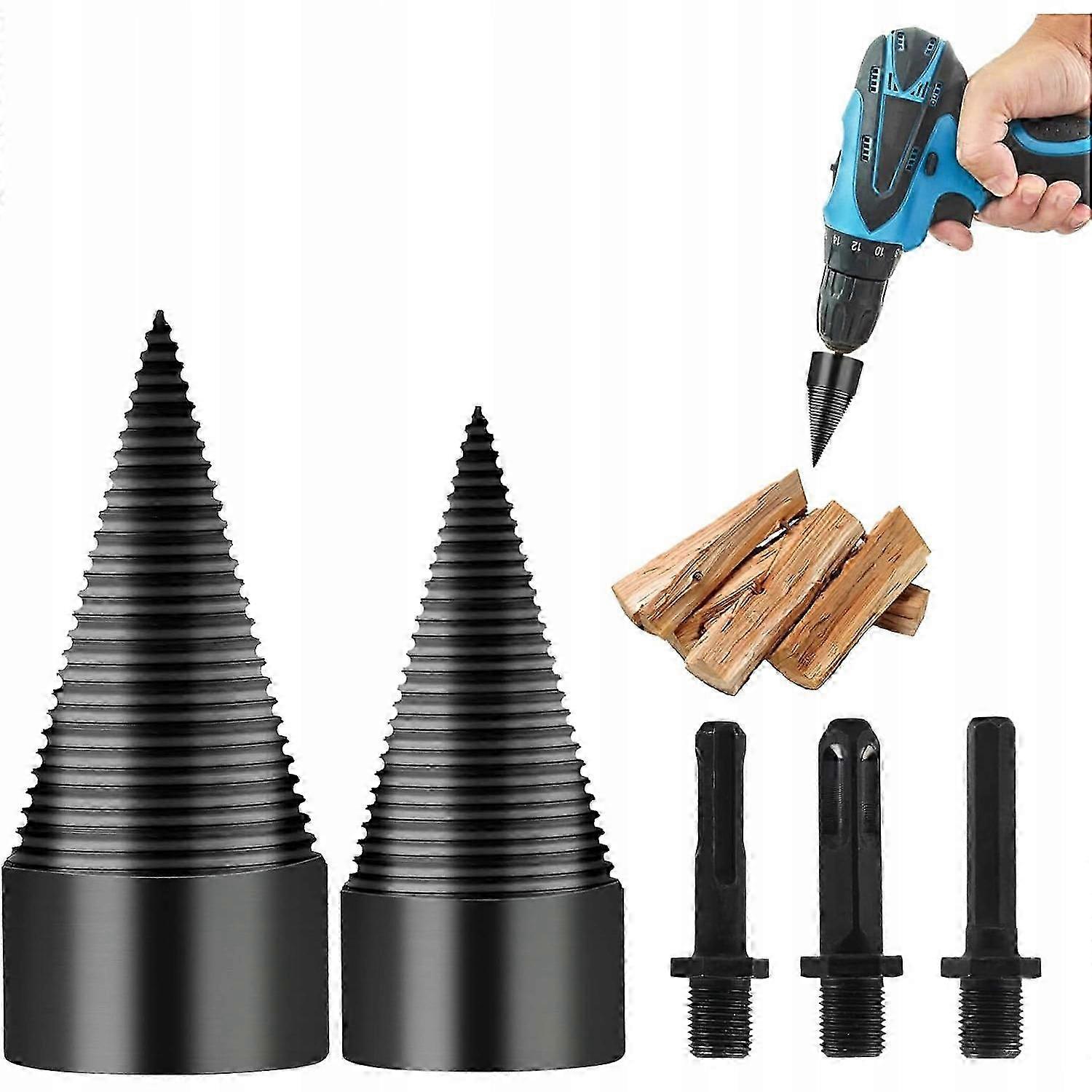 Drill Auger For Splitting Wood Splitting 32+42mm +3 Adapters Set