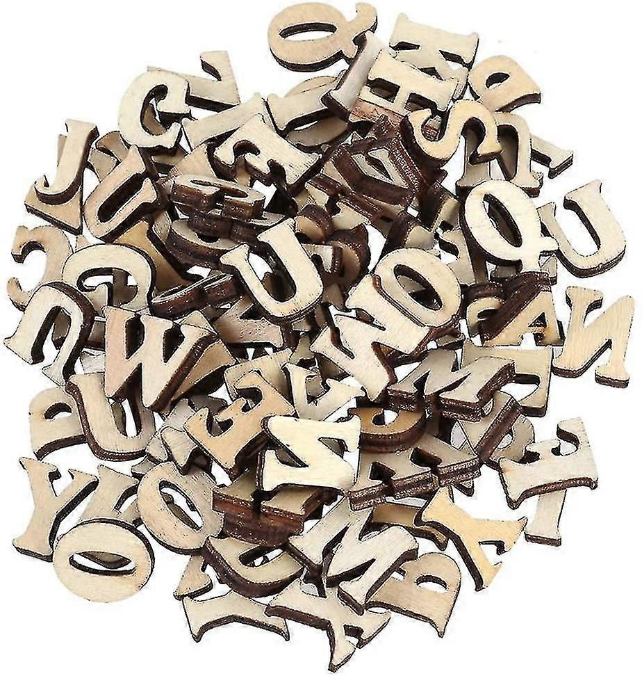 DIYスクラップブッキングクラフトデコレーションのための100 PCの木製の手紙木製の文字木製アルファベディスク