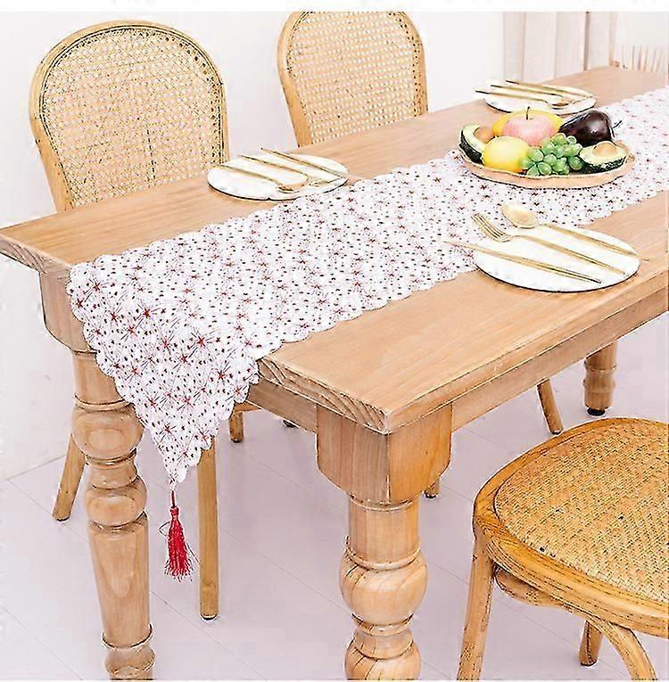 Christmas Tablecloth (Red Star) Rectangular Polyester 35 * 180m Christmas Tree Patterns for Christmas Table DecorationPrinted Christmas Tablecloth Abs