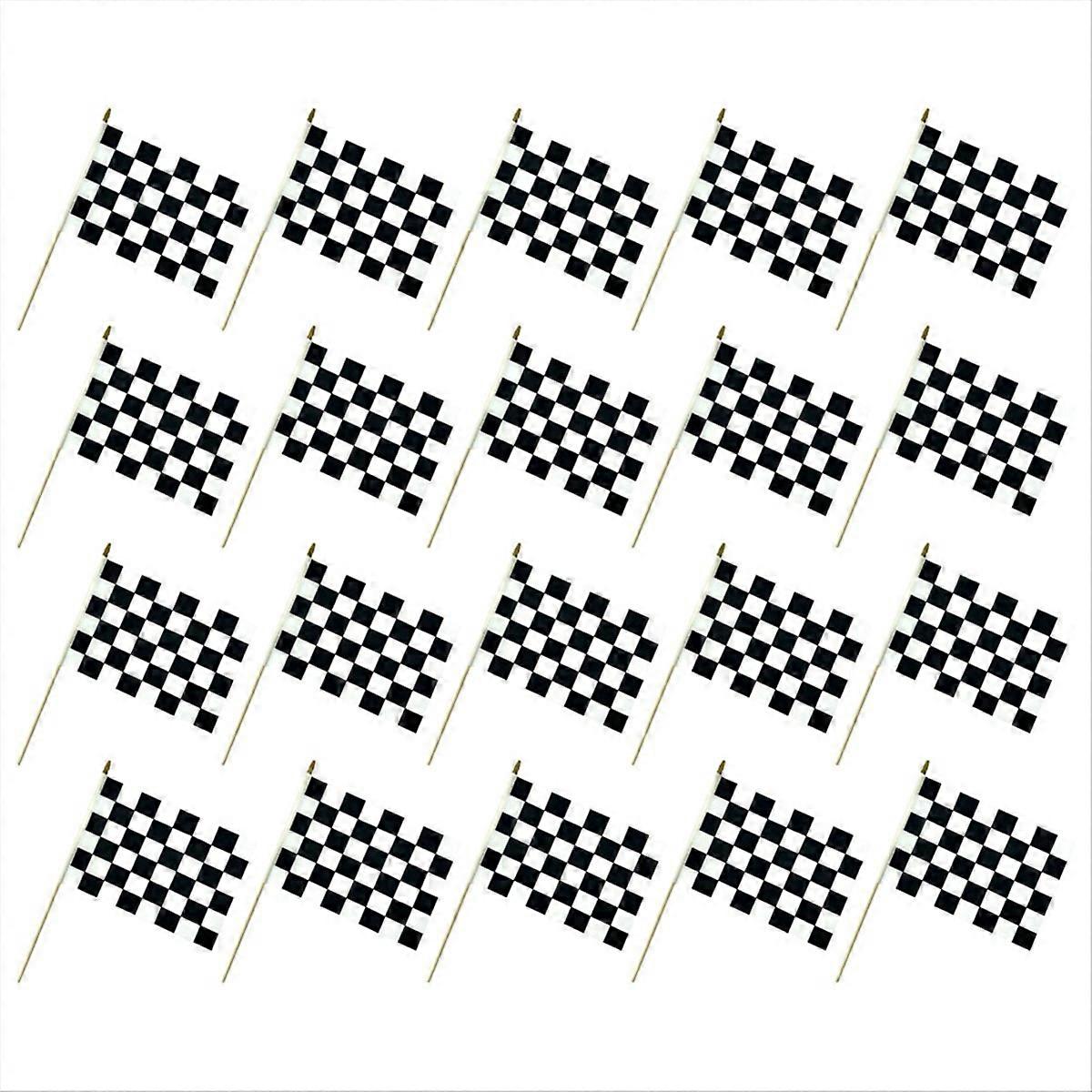 Checkered Black And White Racing Stick Flag (20pcs)