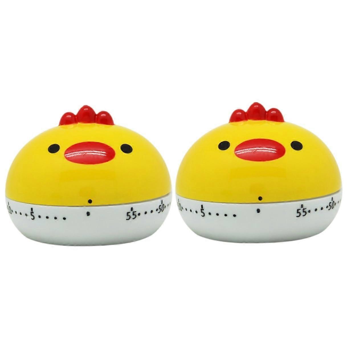 2 Pack Cute Chicken Kitchen Timer Mechanical Countdown for Cooking and Baking Reminder