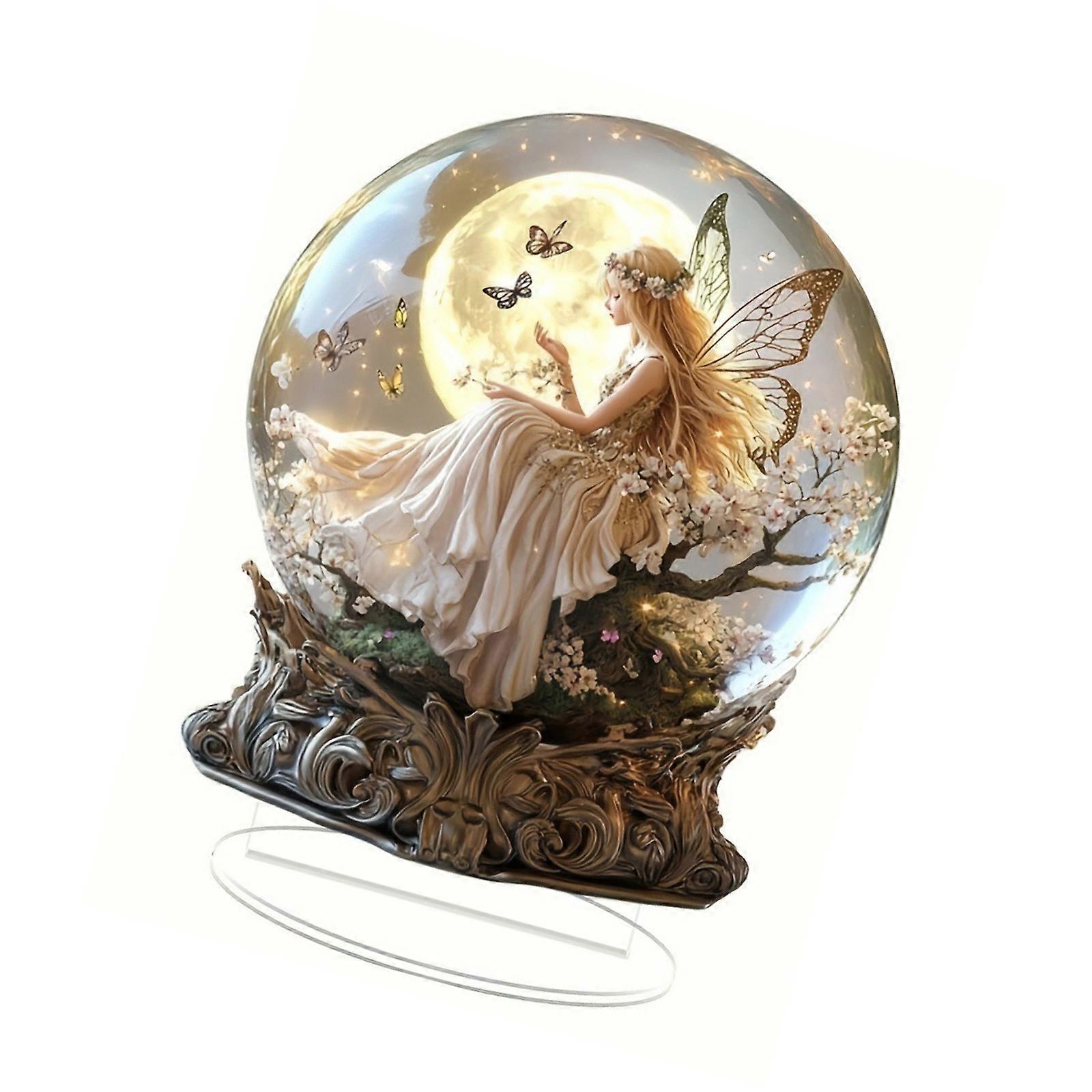 Shatterproof Acrylic Crystals Sphere for Table Shelf Decoration Moons Star Pattern 200g Multicolor