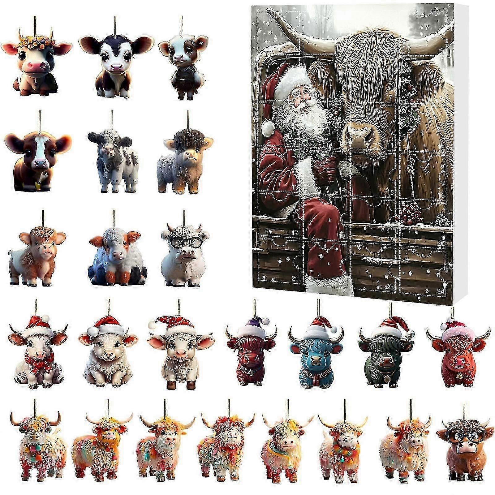 Hristmas Cow Advent Calendar 2025 24 Days Of Christmas Advent Calendar Hanging Ornament WUD5664 2025