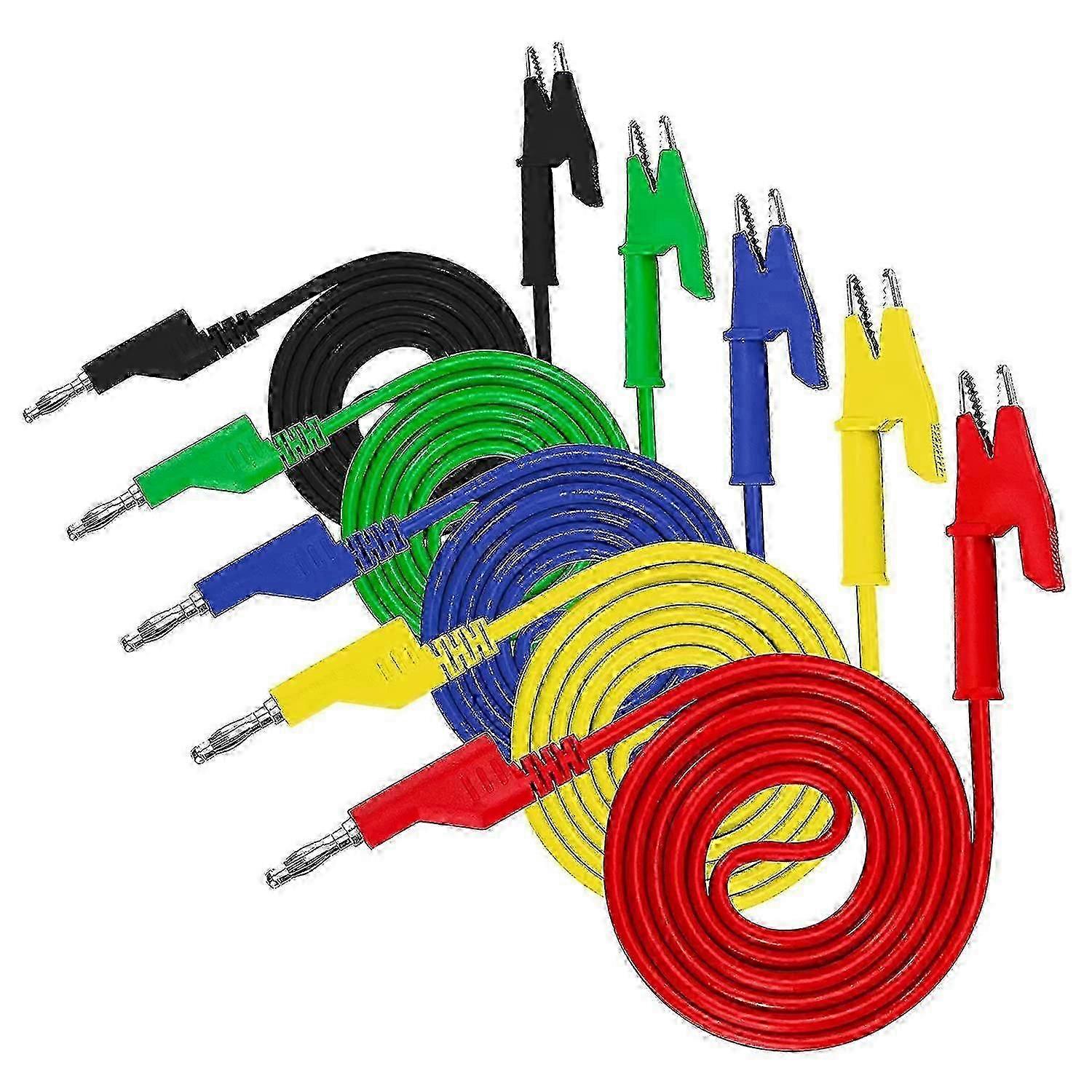 5pcs 4mm Banana Plug Test Leads with Alligator Clips for Electrical Testing Wires and Cables