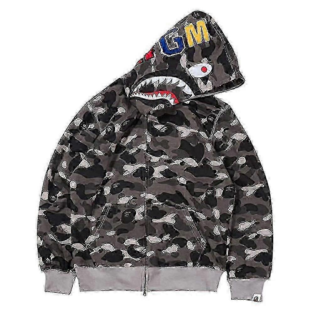 Nova TrendHoodie Camo Print Algodão Casual Solto Zip Jaqueta Com Capuz Para Homens Mulheres
