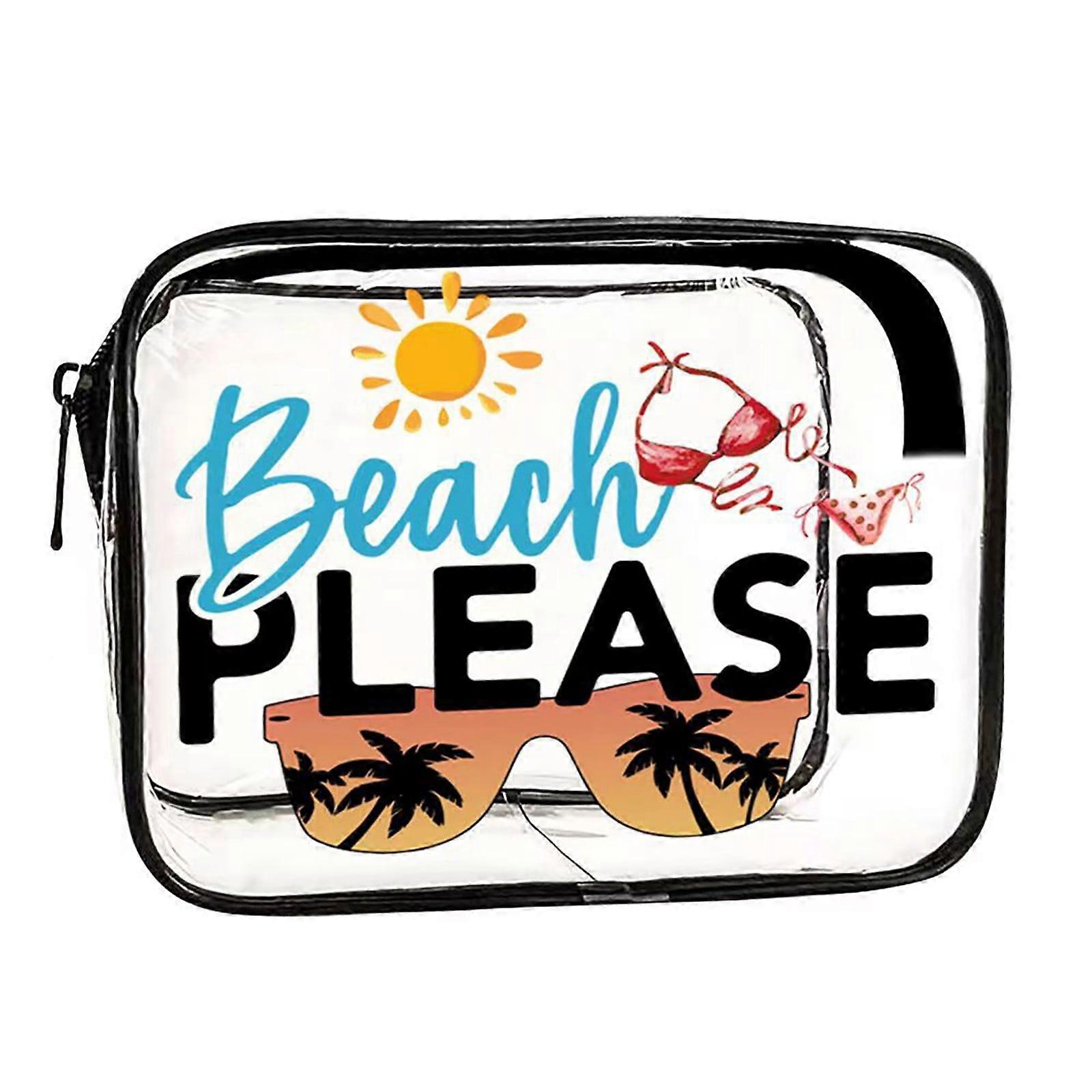 HKUKY Transparent PVC Material Portable Printed Makeup Bag