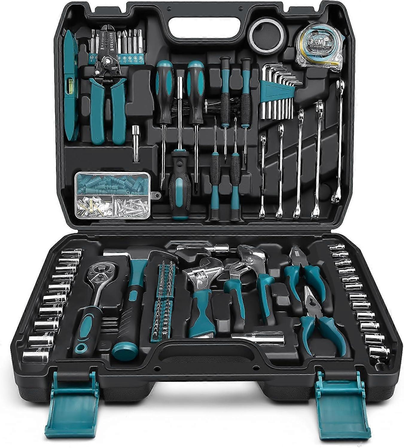 Home Tool Kit 281-PCs Portable Complete Basic Repair General Hand Tool Sets for Men Women Full Tool Set with Socket Wrench Set S