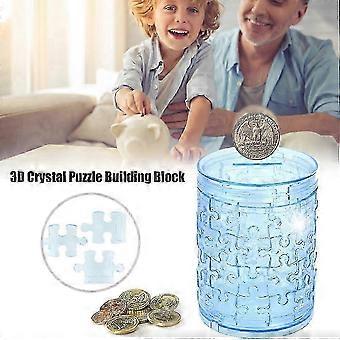 f 3d Crystal Puzzle Building Block Diy Piggy Bank Jigsaw Transparent Piggy Bank Money Box