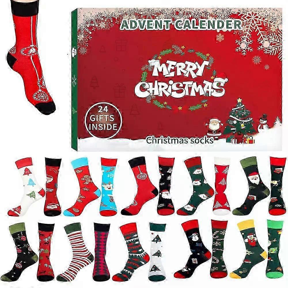 Christmas Countdown Socks with 24 Days Advent Calendar for Gifts