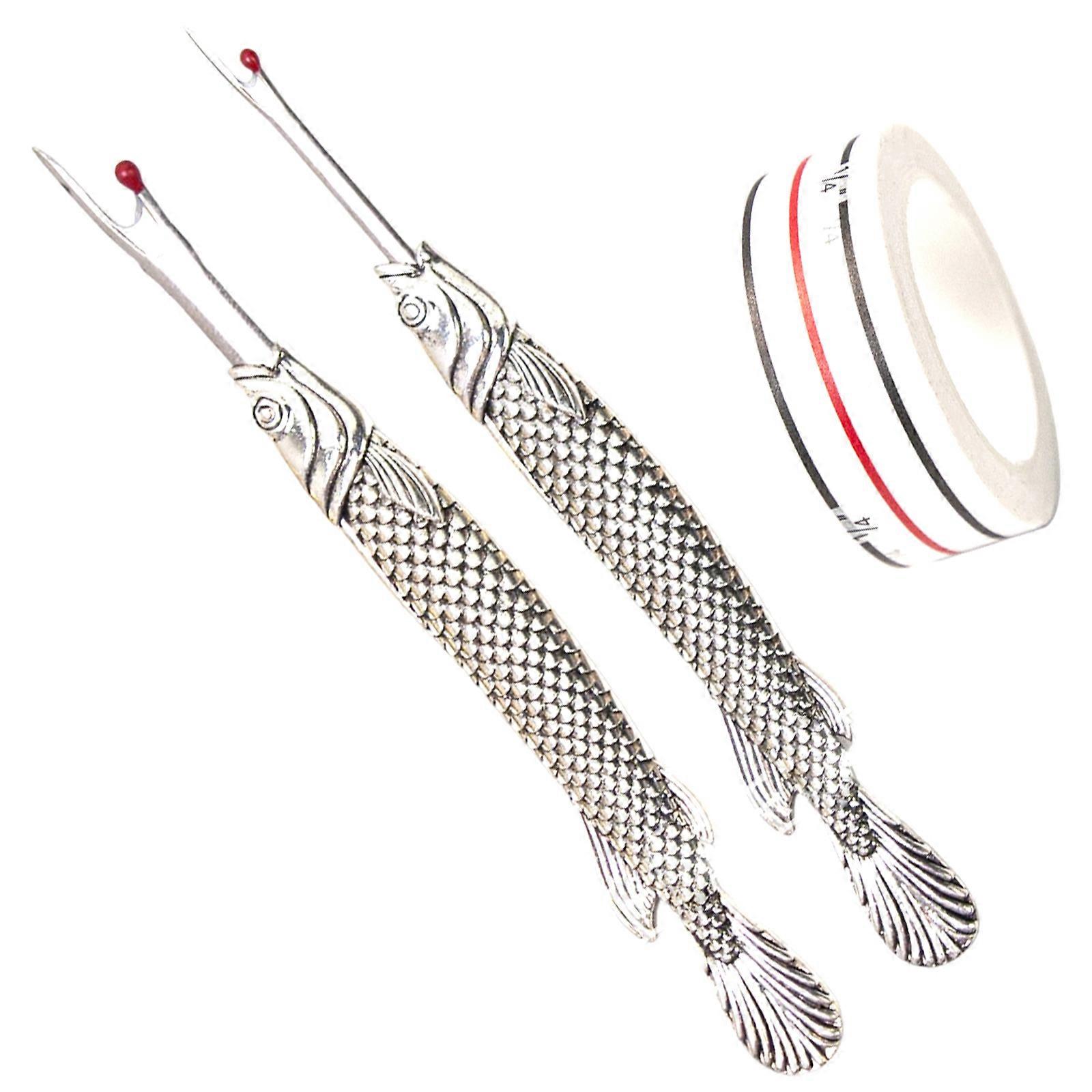 2Pcs Metal Seam Rippers and Sewing Positioning Tape Set, Stitching Rippers Thread Remover Tool for Needle Work Pattern  silver