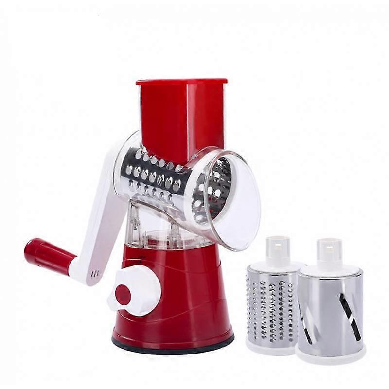 Manual Rotary Vegetable Slicer with Stainless Steel Drums and Non-Slip Suction Base