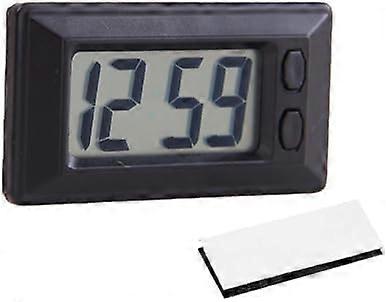 LCD Digital Car Clock Easy To Read, Small Desk Clock with Adhesive Pad, Electronic Car Clocks with Button Battery, for Cars Dashboard, Office, Home, D