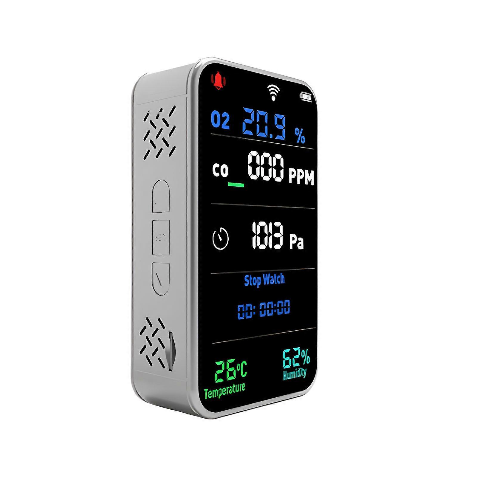 Small Outdoor CO Detectors High Accuracy Gas Sensors Build in Flashlights Data Logger Upgrades for Travel Activity  Silver