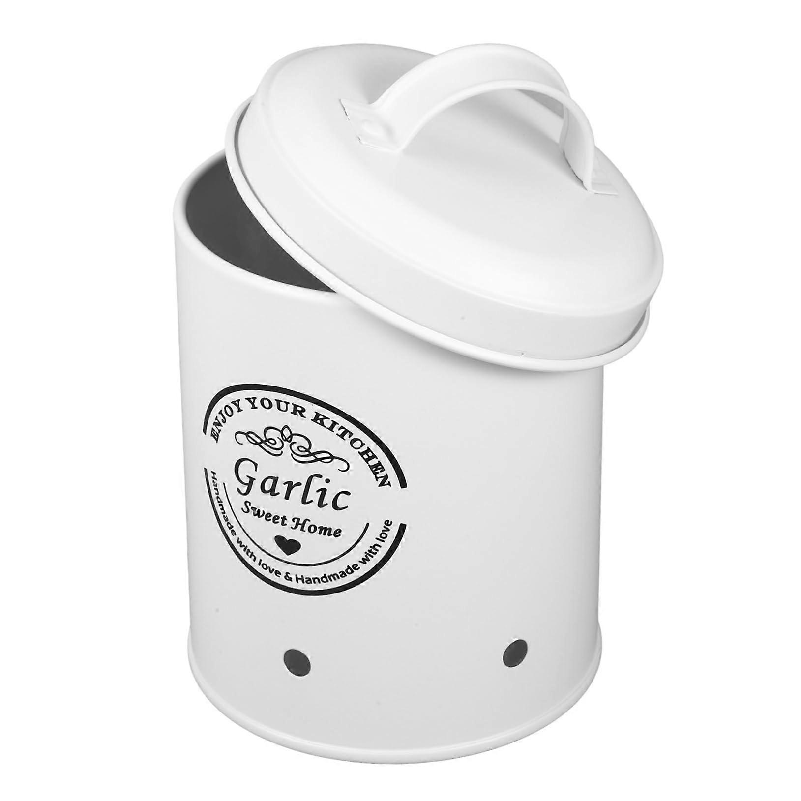 Garlic Storage Container and Vegetable Storage Bin, Durable Iron Keeper for Freshness Kitchen Countertop