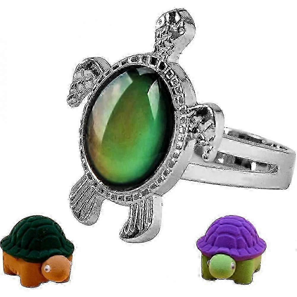 Kilpikonnan muotoinen mielialarengas lapsille, säädettävä väriä vaihtava koru