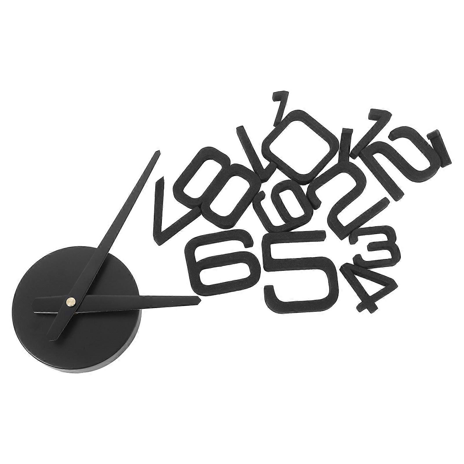 3D Wall Clock Decor Office Users Minimalist Style Frameless Design Black Color Time Display 1 Set