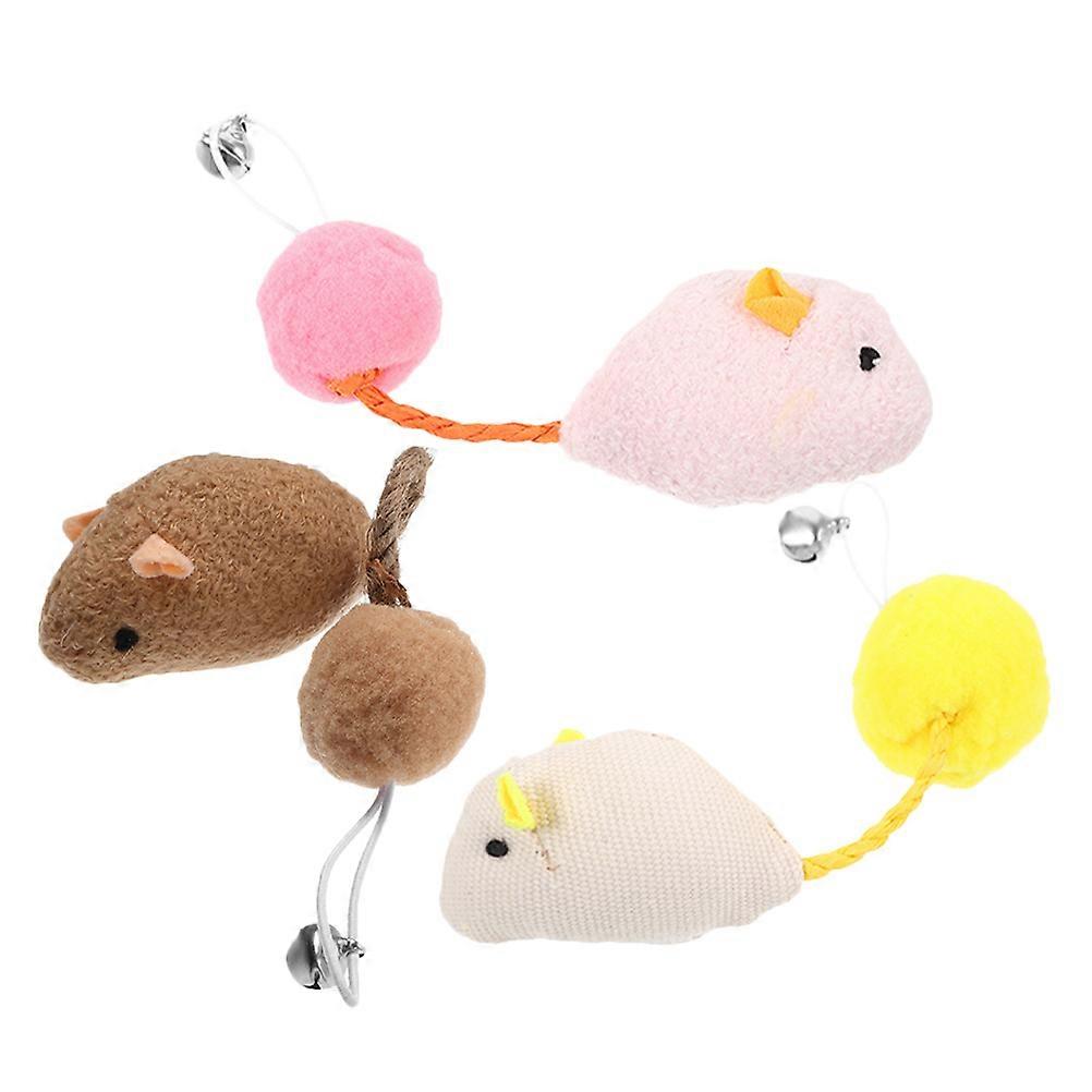 Cat Toy with Bell Plush Mouse Set for Indoor Play 3Pcs Interactive Bundle