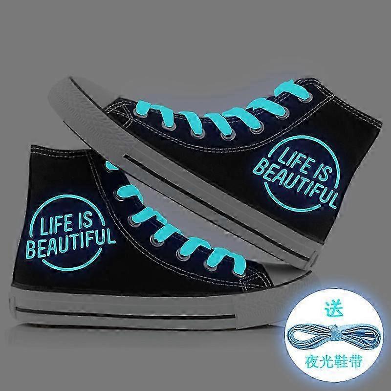 BILLIE EILISH Blå Lysende Høje Lærredssko til Par