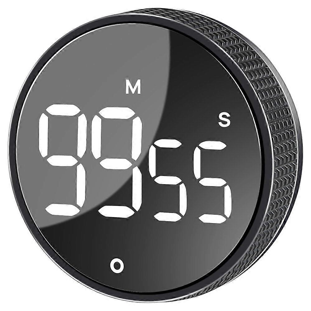 Kitchen Timer with Large LED Display Magnetic Back Rotating Dial Adjustable Volume for Cooking Baking Black