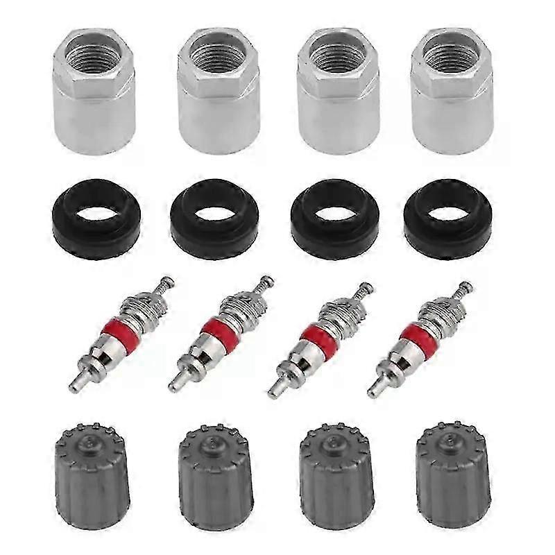 4 Set Auto Car Tire Pressure Monitor Valve Stem Caps Sensor Indicator TPMS Service Kit with Nut Valve Cap Gasket Diagnostic Tool